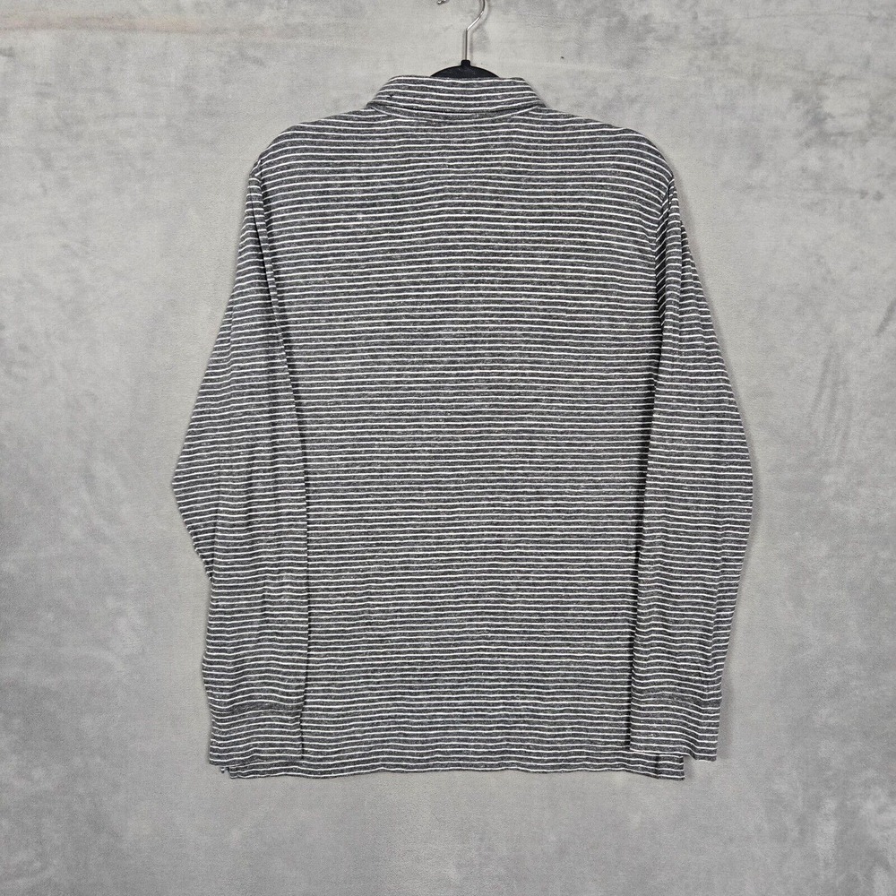Faherty Luxe Long sleeve polo mens Large striped organic cotton gray - Picture 11 of 12